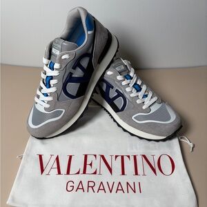 Valentino Garavani Gray and Blue Sneakers